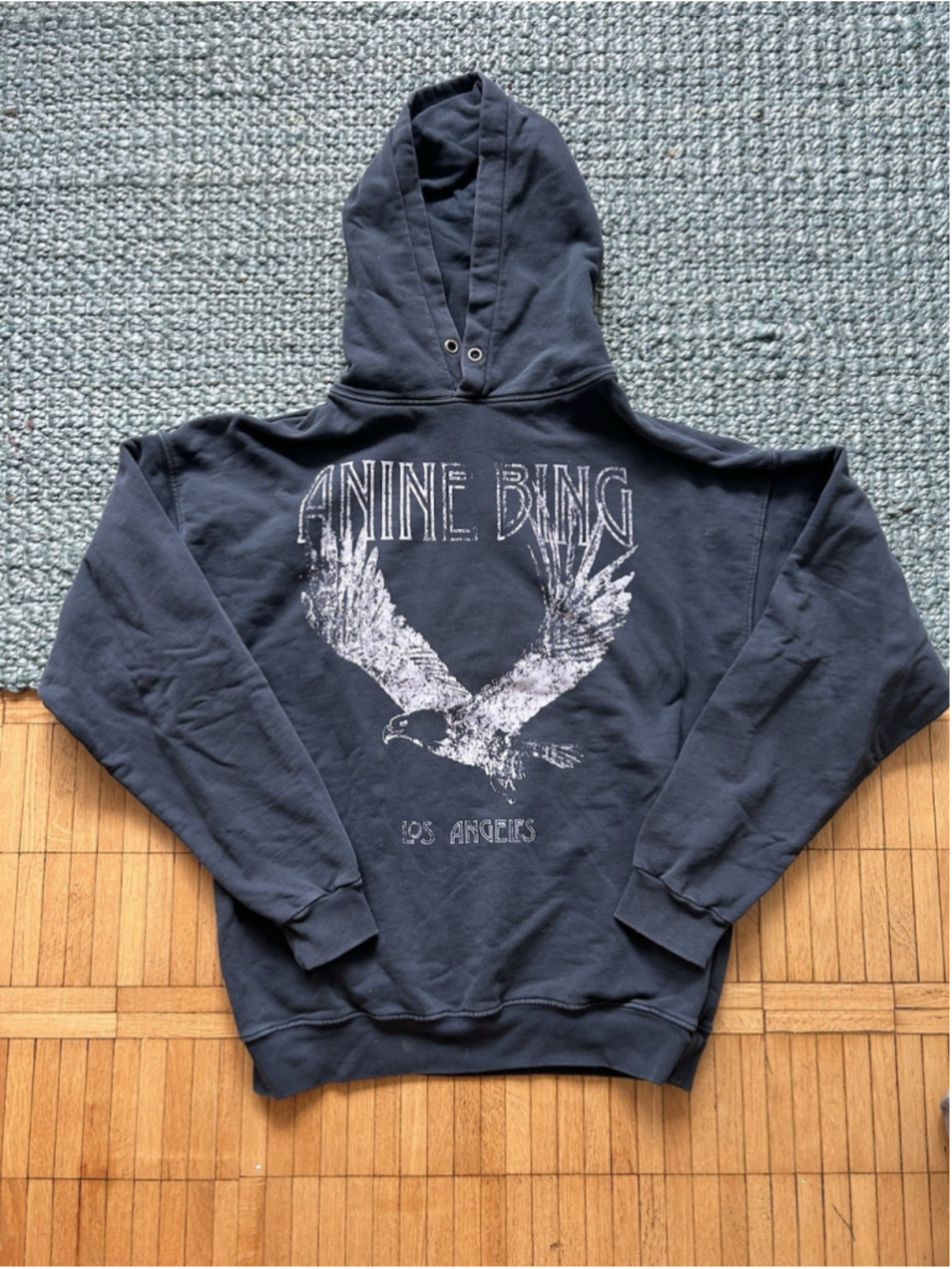 Anine Bing Eagle Ash Hoodie Pullover Faded Grey Sweatshirt Size Small